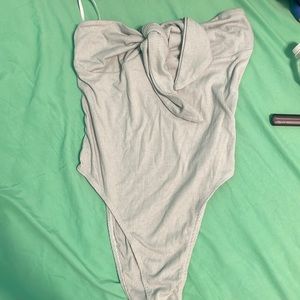 Sage green tube top bodysuit